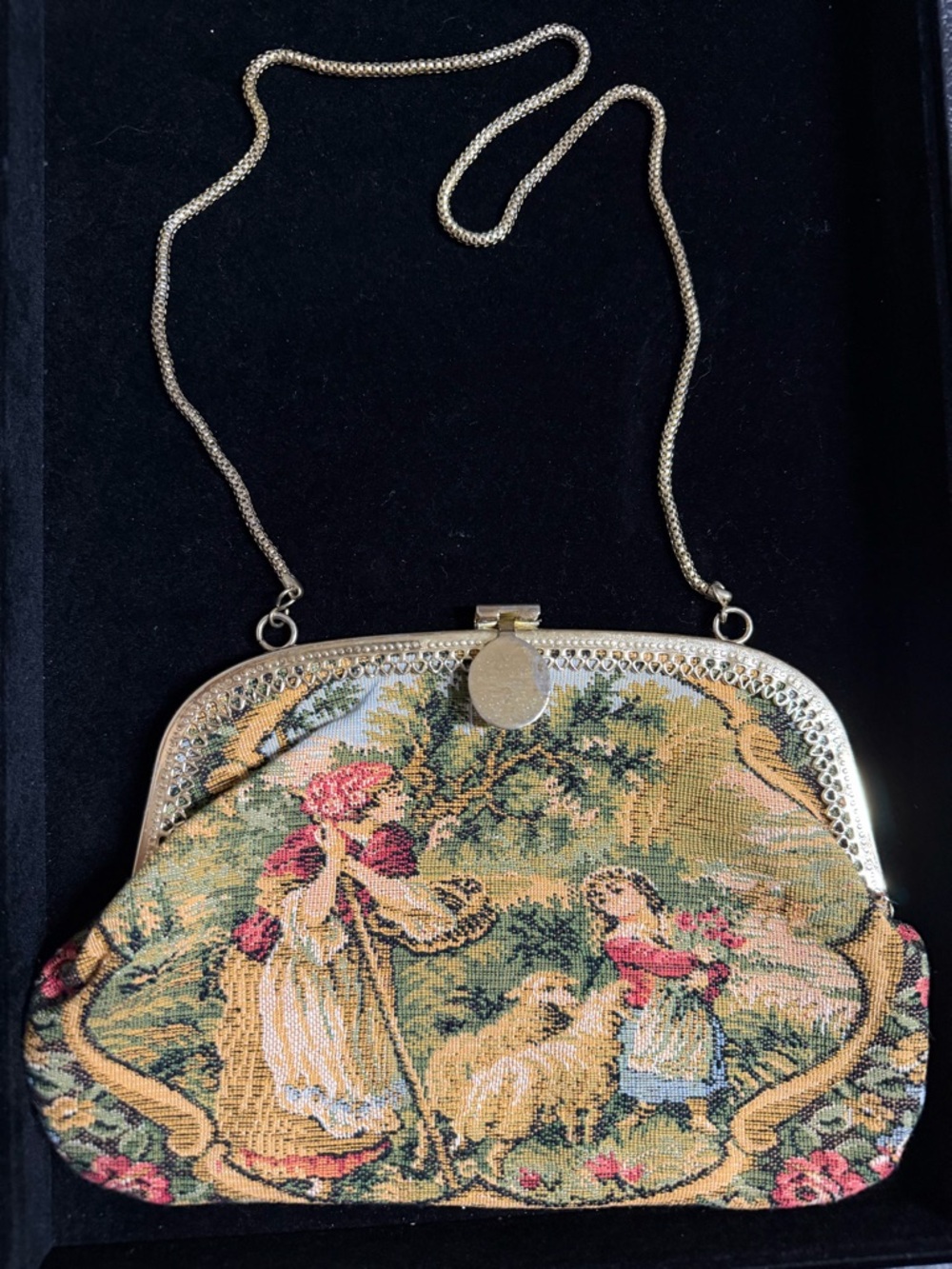 Vintage 1940-1950 Walborg Black Tapestry Evening Clutch